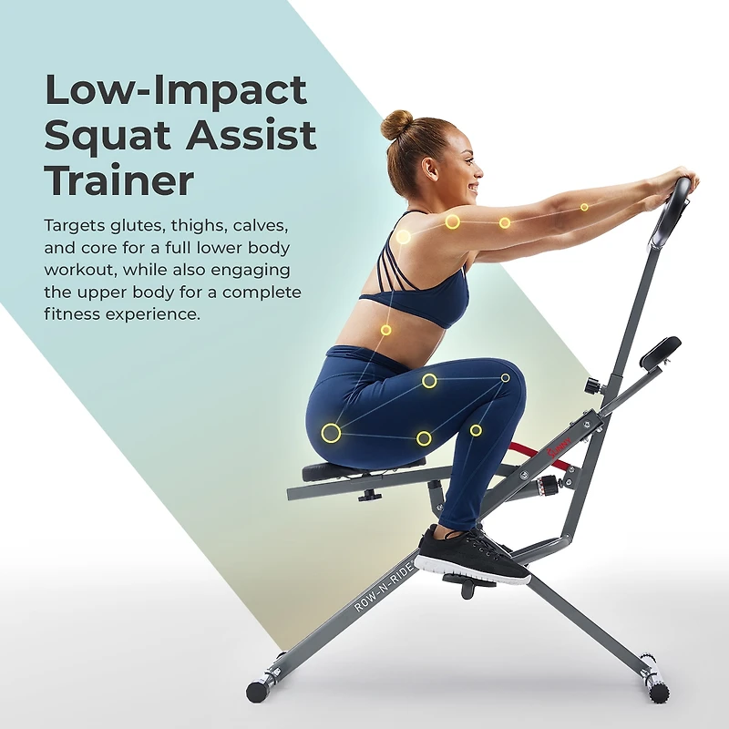 Sunny & Health Fitness Row-n-Ride Smart Squat Assist Trainer, Included SunnyFit App Connection