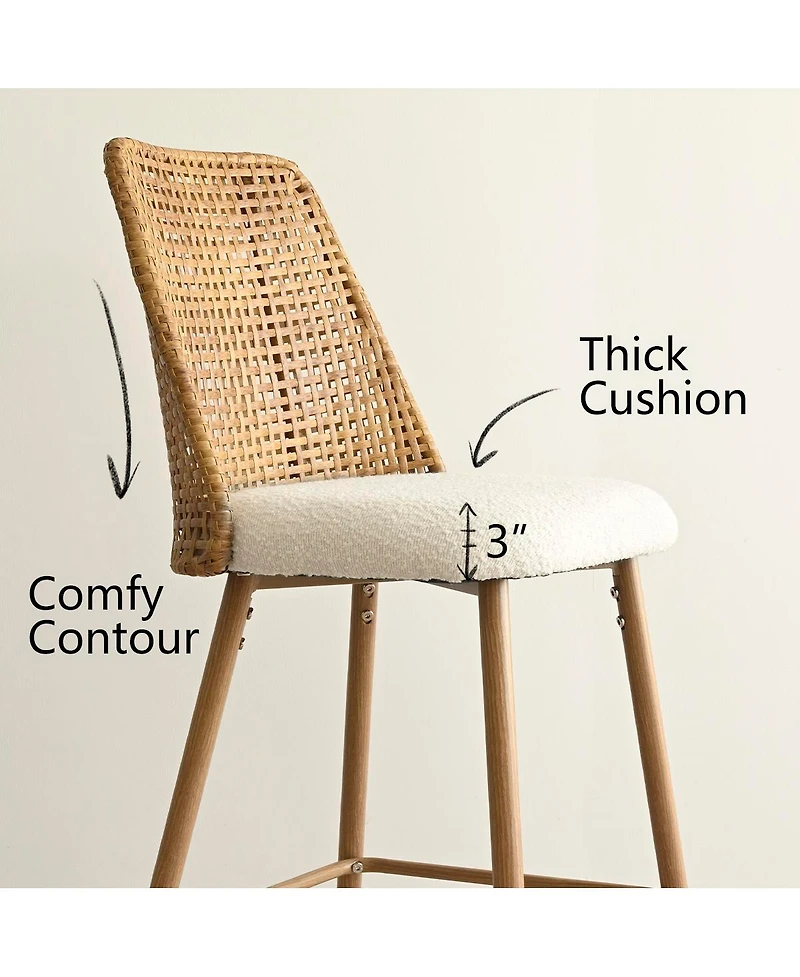 27 Inch Boucle Rattan Counter Stool Set Of 2-Maison Boucle