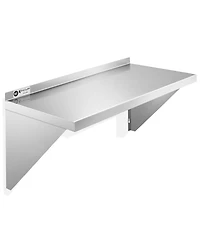 Kutler 12" x 24" Stainless Steel Shelf, Nsf Commercial Wall Mount Shelving w/ Backsplash, Floating Metal Mounted Shelves for Restaurant, Kit