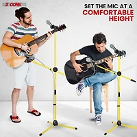 5 Core 4 Pieces Mic Stand Double Collapsible Height Adjustable 31 to 59 Inch Dual Metal Microphone Tripod Stand w Boom Arm Stand Para Microfono for Si