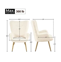 Yaheetech Boucle Accent Chair with Wood-tone Metal Legs