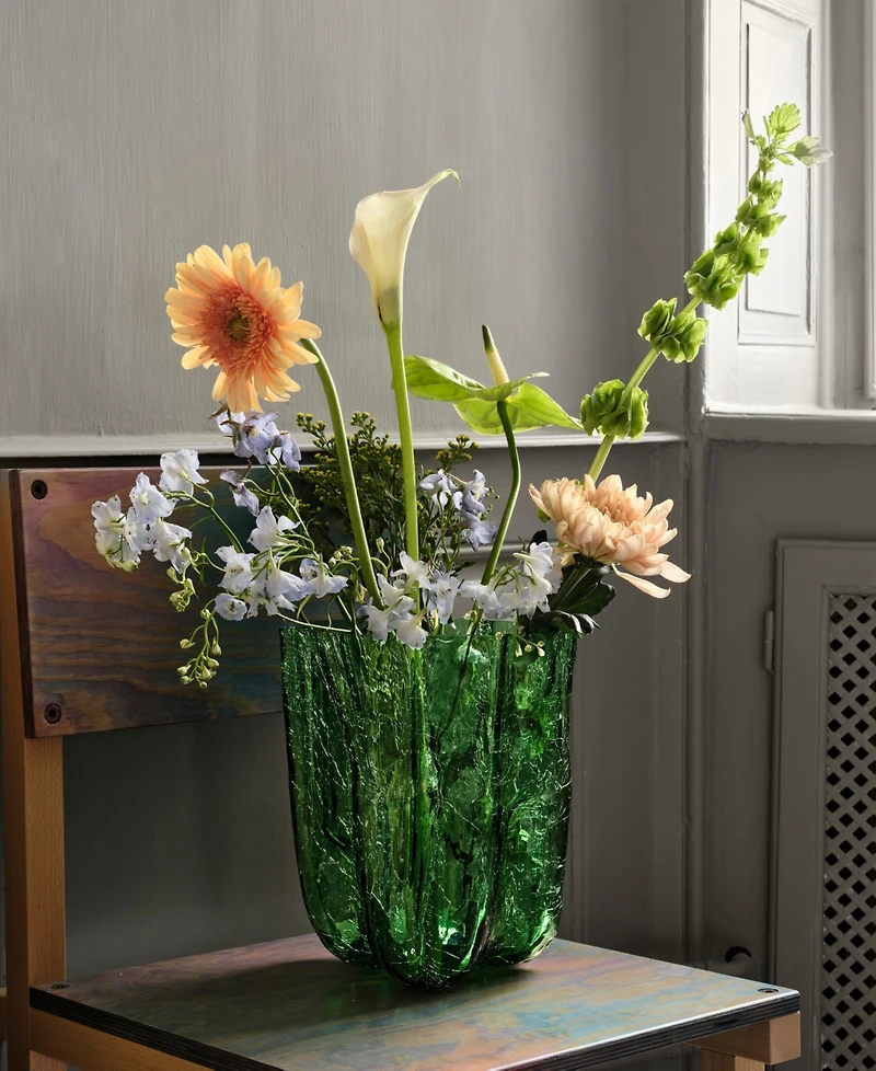 Kosta Boda 15'' Crackle Crystal Glass Vase