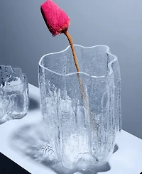 Kosta Boda 15'' Crackle Crystal Glass Vase