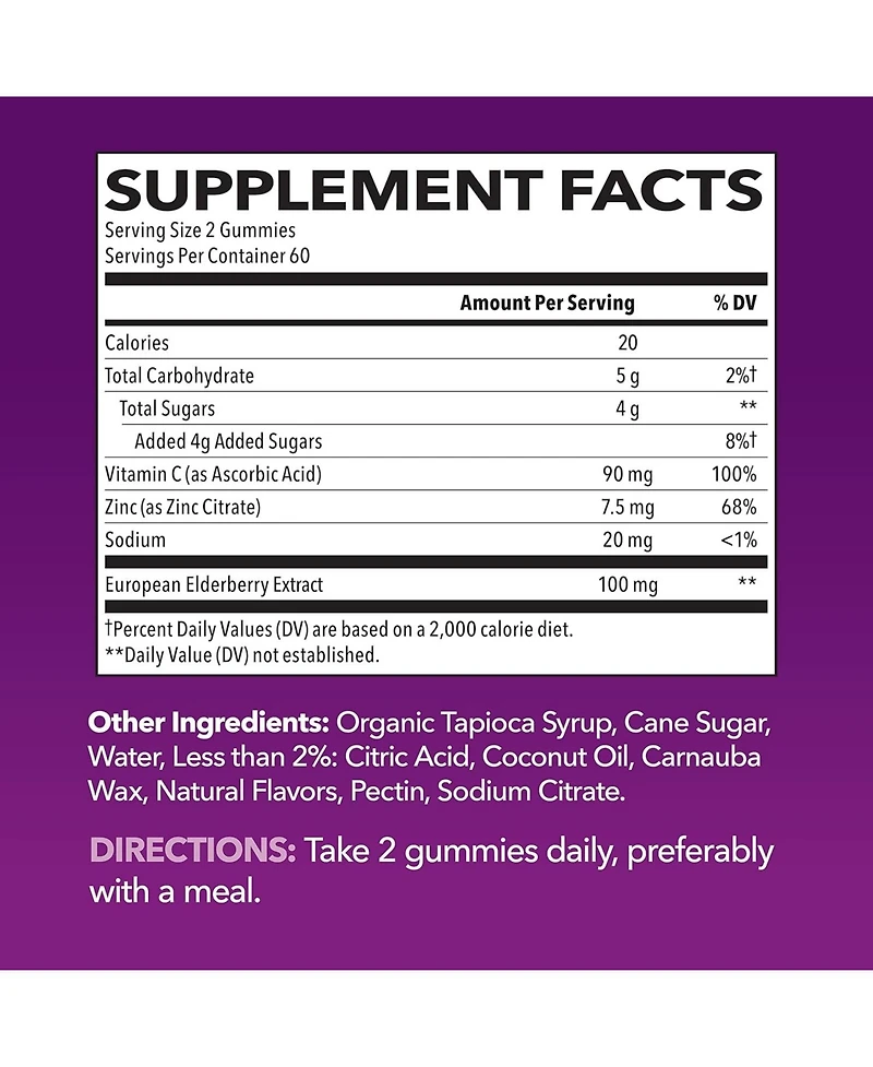 Elderberry Gummies for Adults, Immune System Supplement, Elderberry Flavor, Havasu Nutrition, 120ct
