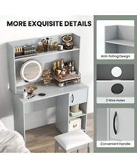 Sugift Home Office Desk with Raised Display Shelf and 2 Open Shelves