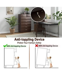 Wooden Chest of Drawers with Anti-toppling Device and Metal Handles
