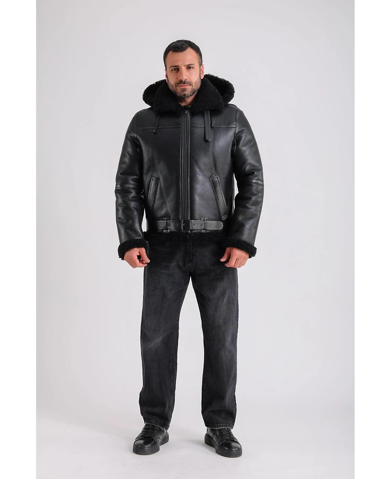 Furniq Uk Men's Premium Black Sheepskin Jacket