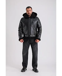 Furniq Uk Men's Premium Black Sheepskin Jacket