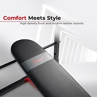 Sunny Health & Fitness Adjustable Standard Incline Weight Bench with Leg Developer and Preacher Curl Attachment, Up to 630LBs Support