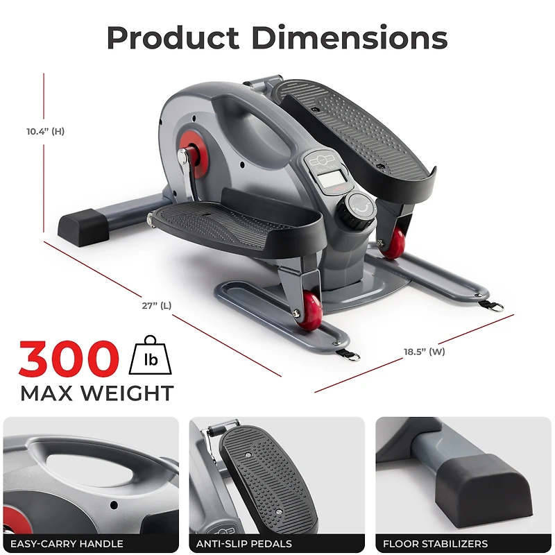Sunny Health & Fitness Smart Stand/Sit Mini Elliptical Exercise Trainer