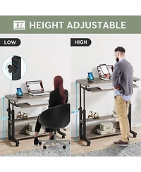 Tribesigns Portable Desk with Power Outlets, Height Adjustable Side Table Sofa Couch Bedside Laptop Computer Cart Usb Charging Ports, Mobile Smal