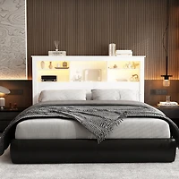 Famapy White Headboard Shelf with Socket Adapter Usb Interface, Shelves