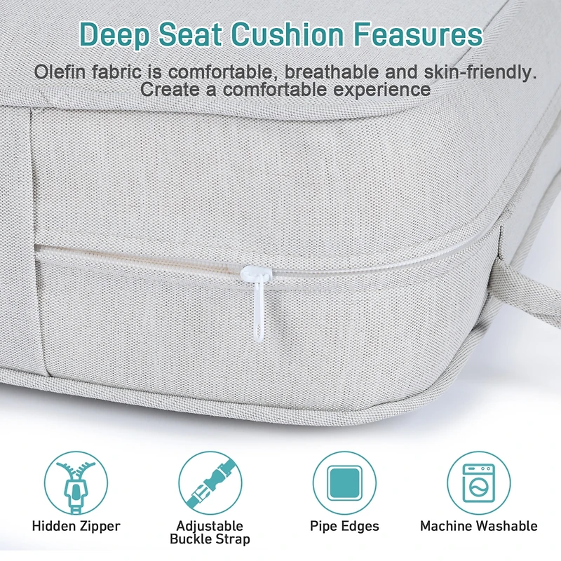 Aoodor 24” x 24” Patio Furniture Outdoor Deep Seat (2 Back 2 Seater 2 Pillow )