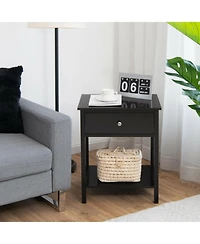 Sugift Wooden Storage Shelf with Drawer for Bedroom and Living Room