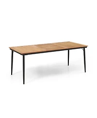 Sugift 79 Inch Acacia Wood Outdoor Dining Table for 8 with 1.9 Inch Umbrella Hole