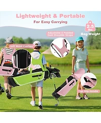 Vebreda Junior Complete Golf Club Set with Stand Bag Rain Hood-Pink