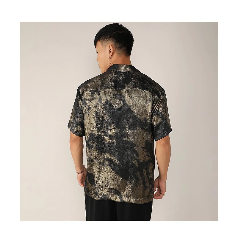 Men's Midnight Black & Metallic Gold Metallic Ombre Shirt