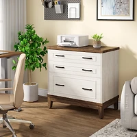 Tribesigns 3-Drawer File Cabinet, Lateral Filing Cabinet for A4/Letter/Legal Size, Wood Office Storage Cabinet Printer Stand for Home Office, Living R