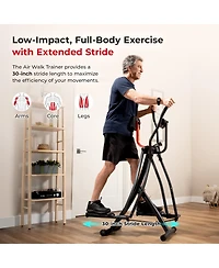 Sunny Health & Fitness Smart Air Walk Cross Trainer Elliptical Machine Glider w/Performance Lcd Monitor, Low-Impact, 30 Inch Stride and Exclusive Sunn