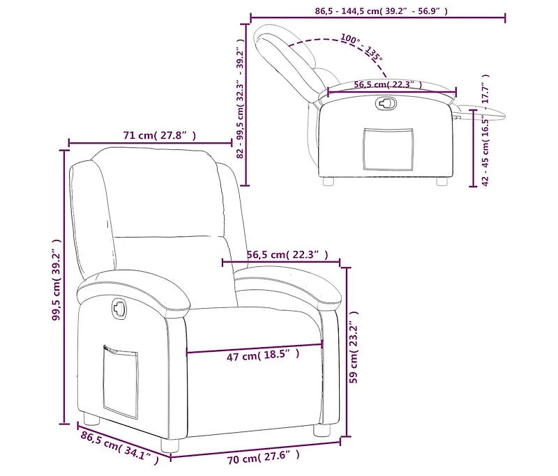 Recliner Chair Cream Real Leather
