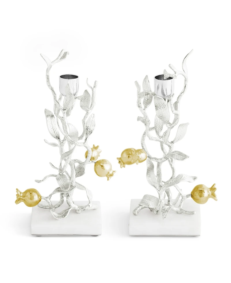 Michael Aram Pomegranate Silver and Gold Candleholders, Set of 2