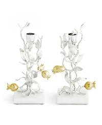 Michael Aram Pomegranate Silver and Gold Candleholders, Set of 2