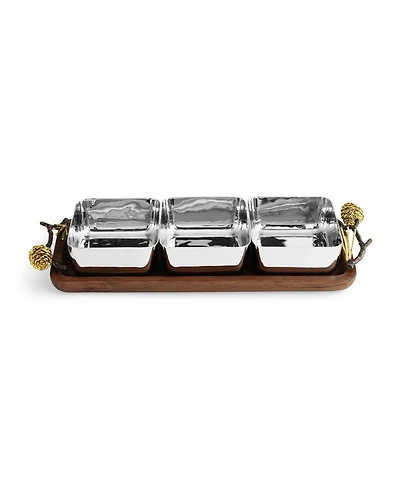 Michael Aram Pinecone Wood Triple Bowl
