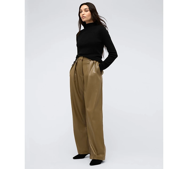Kenneth Cole Women's High-Rise Wide-Leg Double-Pleated Pants