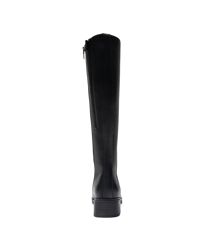 Aerosoles Women's Daria Double Zip Tall Boots - Black Grainy Faux Leather