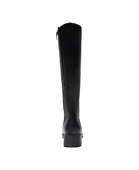 Aerosoles Women's Daria Double Zip Tall Boots - Black Grainy Faux Leather