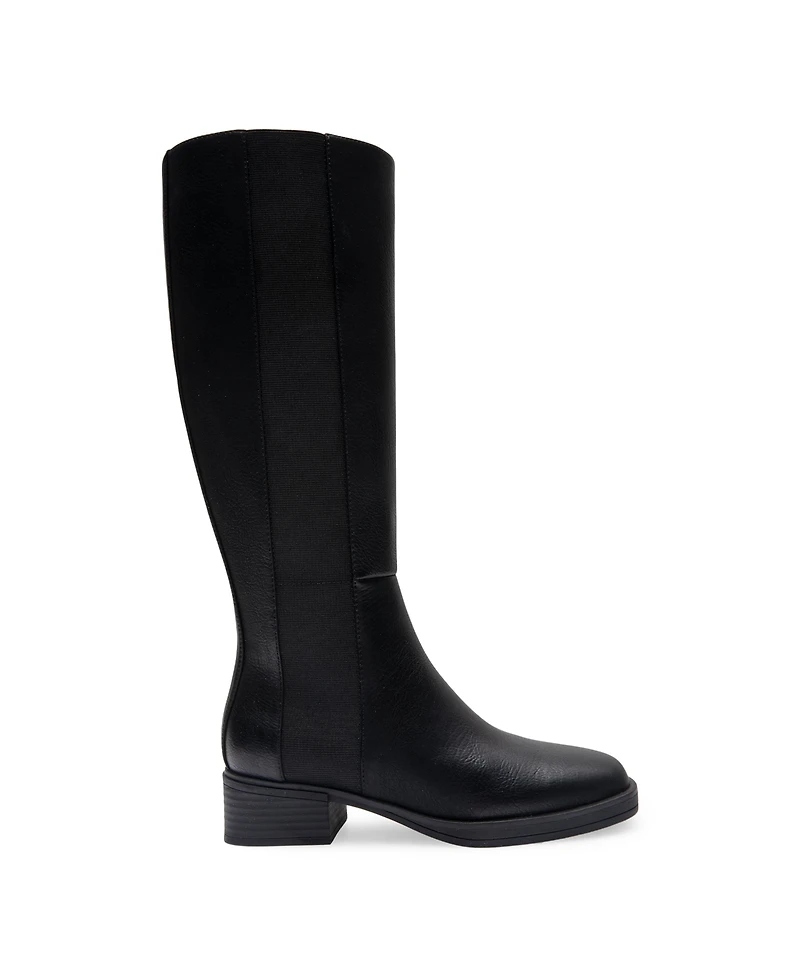Aerosoles Women's Daria Double Zip Tall Boots - Black Grainy Faux Leather