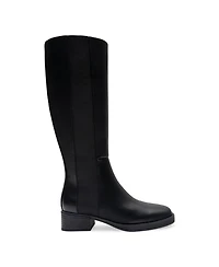 Aerosoles Women's Daria Double Zip Tall Boots - Black Grainy Faux Leather