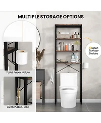 Sugift 4-Tier Freestanding Over the Toilet Storage Rack-Rustic Brown