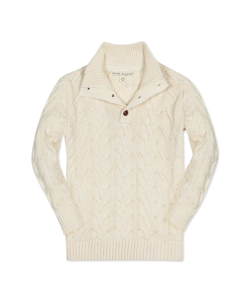 Hope & Henry Baby Boys Mock Neck Cable Sweater with Buttons