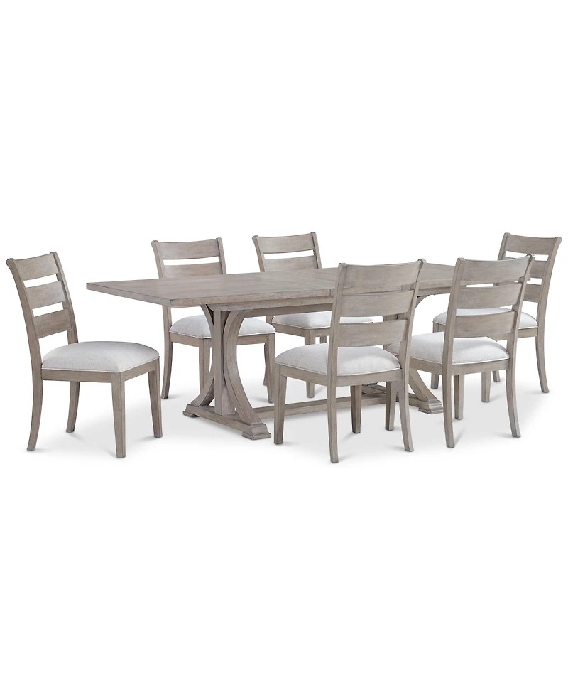 Sadie 7-Pc. Rectangular Dining Set (Table & 6 Ladder Back Chairs), Created for Macy's