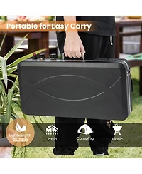 2-in-1 Gas Camping Grill and Stove with Detachable Legs-Black