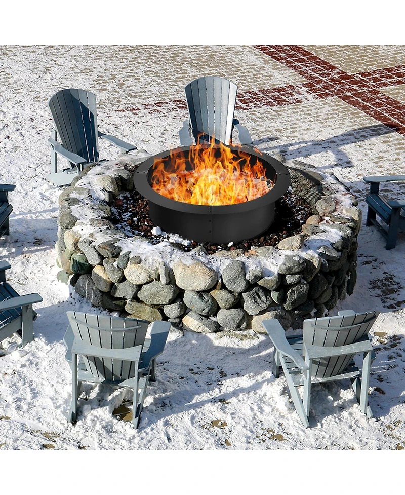 Skonyon 36 inch Round Steel Fire Pit Ring Line for Outdoor Backyard