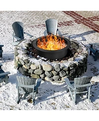 Skonyon 36 inch Round Steel Fire Pit Ring Line for Outdoor Backyard