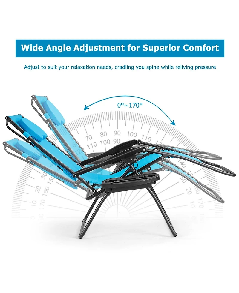 Inolait Sugift Folding Recliner Lounge Chair with Shade Canopy Cup Holder