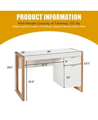 Sugift Modern Computer Desk Study Table Writing Workstation with Cabinet and Drawer
