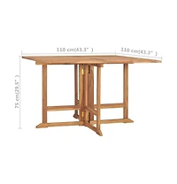 vidaXL Folding Patio Dining Table 43.3"x43.3"x29.5" Solid Wood Teak