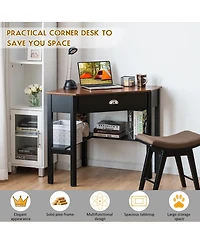 Corner Computer Desk Laptop Writing Table Wood Workstation