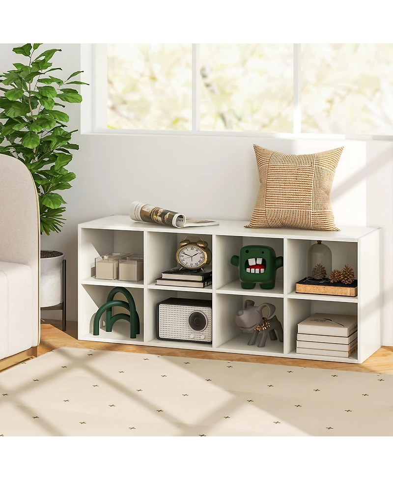 Shoe Bench 8 Cubbies Shoe Organizer with 500 Lbs Weight Capacity Cubby Shoe Rack