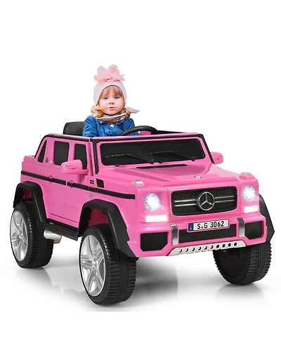 Gymax 12V Licensed Mercedes-Benz Kids Ride On Car Rc Motorized Vehicles w/ Trunk Pink