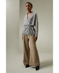 Lilysilk Women's Lounge Wrap Wool Knit Cardigan