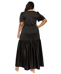L I V D Plus Size Joli Surplice Neck Dress