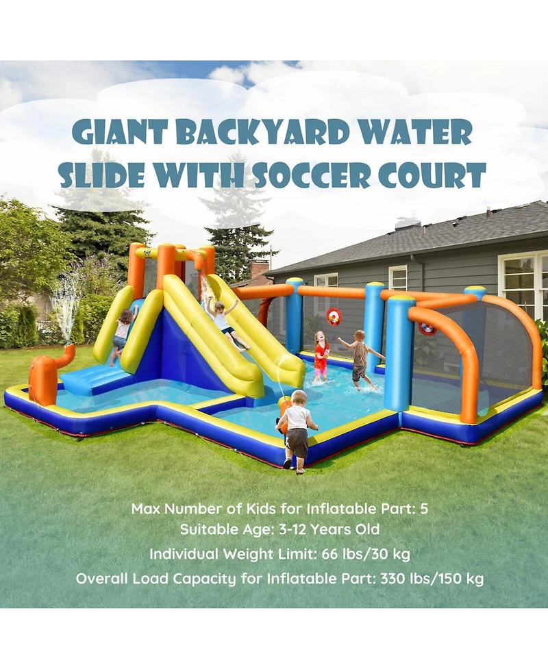 Inolait Giant Soccer Themed Inflatable Water Slide Bouncer with Splash Pool without Blower