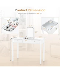 Sugift Vanity Desk Makeup Dressing Table with Flip Top Mirror and Drawers