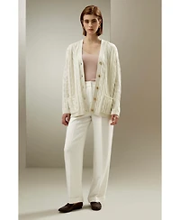 Lilysilk Women's Oversized Cable Weave Wool Cardigan