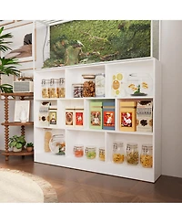 White Wood 10-Shelf Freestanding Standard Bookcase